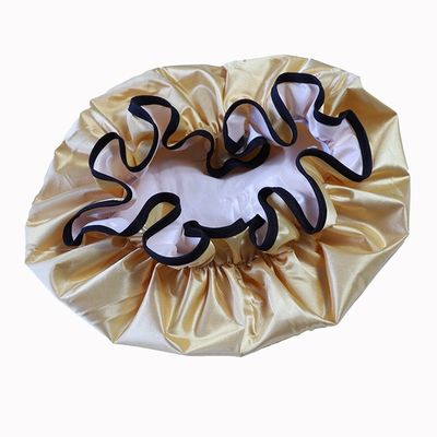Custom Logo Washable Bath Bouffan Shower Cap PEVA Lined For Long Hair